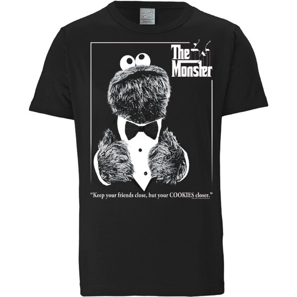 LOGOSHIRT Tričko Sesamstrasse - Krümelmonster Pate čierna / biela 54228329