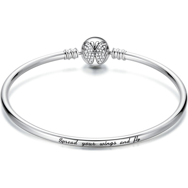 EmporiaL strieborný pevný náramok na prívesky Trblietavý motýľ BSB084 55898168
