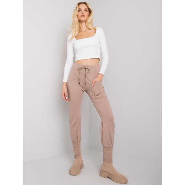 RUE PARIS Sweatpants-RV-DR-7341.30P-dark beige 64664148