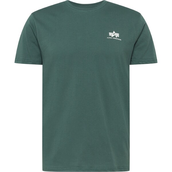 ALPHA INDUSTRIES Tričko tmavozelená / biela 29359586
