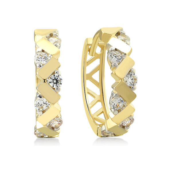 Lillian Vassago Zdobené zlaté kruhové náušnice so zirkónmi 1,4 cm 64141778