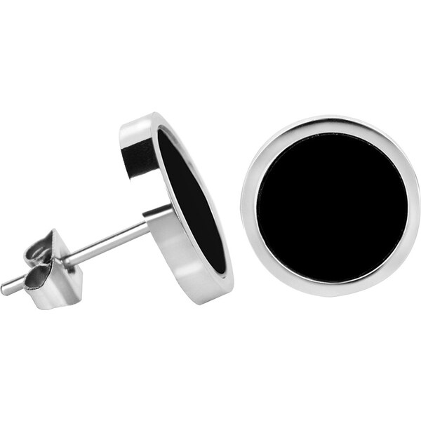 Troli Moderné oceľové náušnice s čiernym stredom 66589072