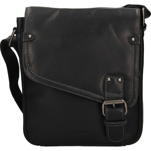Pánska kožená taška cez rameno Berdiri Mauro - čierna 29428613