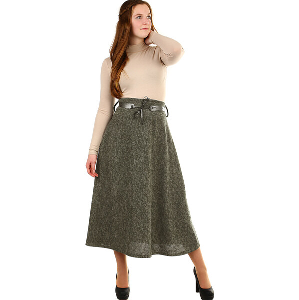 Glara Dlhá dámska úpletová sukňa s melírovaným vzorom 29430450