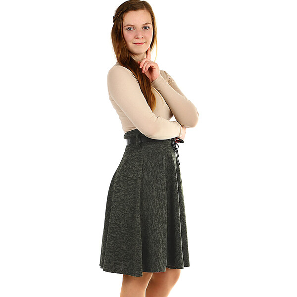 Glara Zimná áčková sukňa žíhaný vzor 8396955