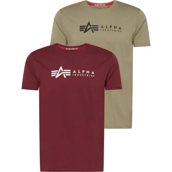 ALPHA INDUSTRIES Tričko olivová / burgundská / čierna / biela 64017550