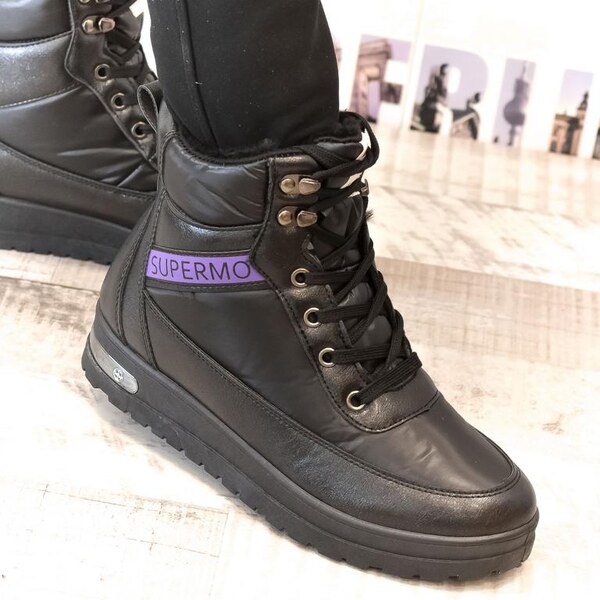 JOHN-C Dámske čierne zateplené poltopánky SUPERMO 29509463