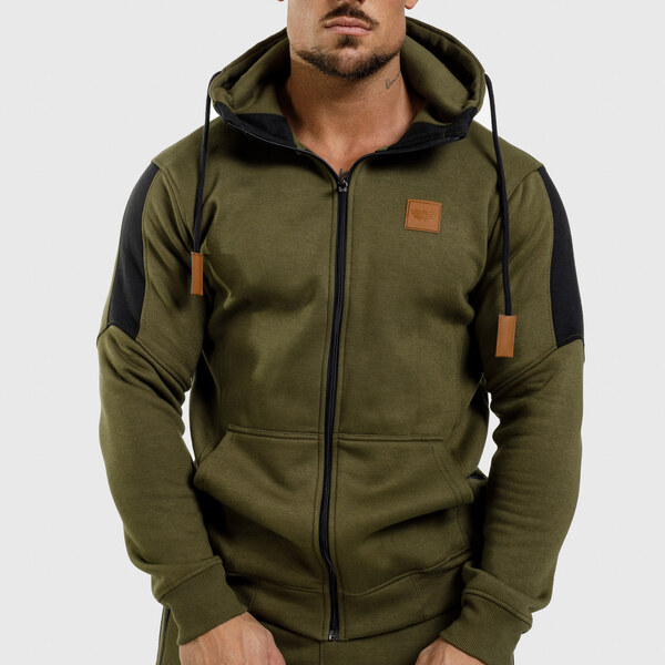 Fitness mikina so zipsom Iron Aesthetics ELEMENT, vojenská zelená 29508931