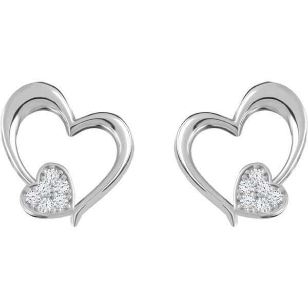 Preciosa Romantické strieborné náušnice Tender Heart s kubickou 66580362