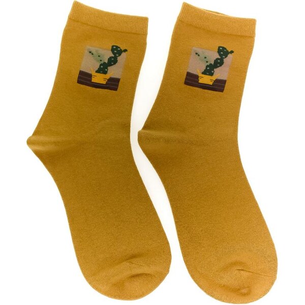 AURA.VIA Dámske žlté ponožky FLOWE 29666801