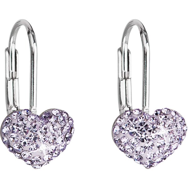 Evolution Group Srdiečkové náušnice s kryštálmi 31125.3 violet 66588380
