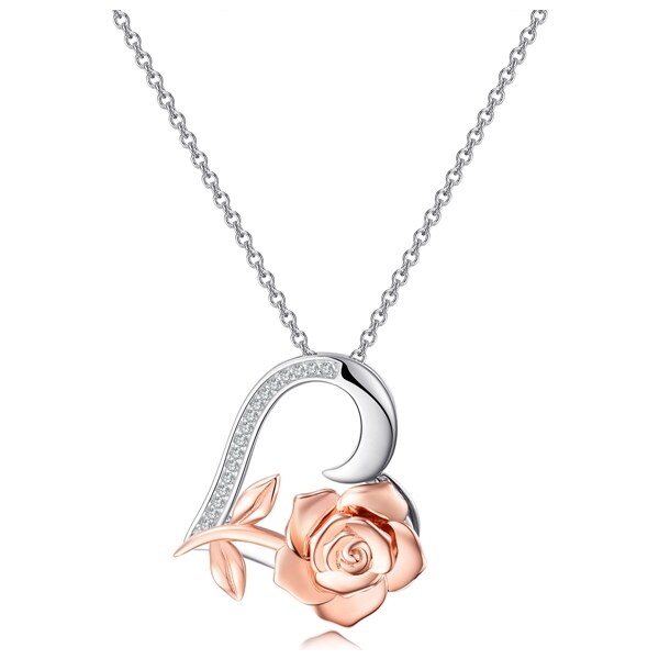 Olivie Strieborný náhrdelník SRDCE S RUŽOU 5582 29833290