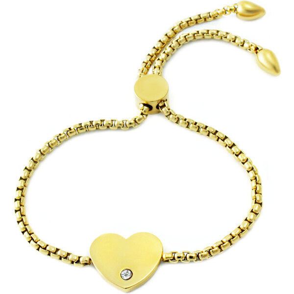 BM Jewellery Dámsky sťahovací náramok srdca z chirurgickej ocele zlatý 31318897