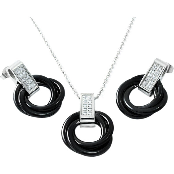 BM Jewellery Dámsky set náušnice a retiazka s príveskom z chirurgickej 31318878