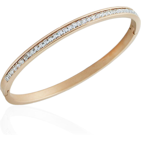 BM Jewellery Pevný oceľový náramok so zirkónmi rose gold S11138130 31318881