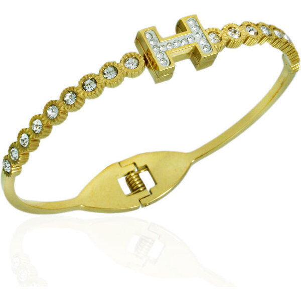 BM Jewellery Luxusný pevný náramok z chirurgickej ocele zlatý 31318883