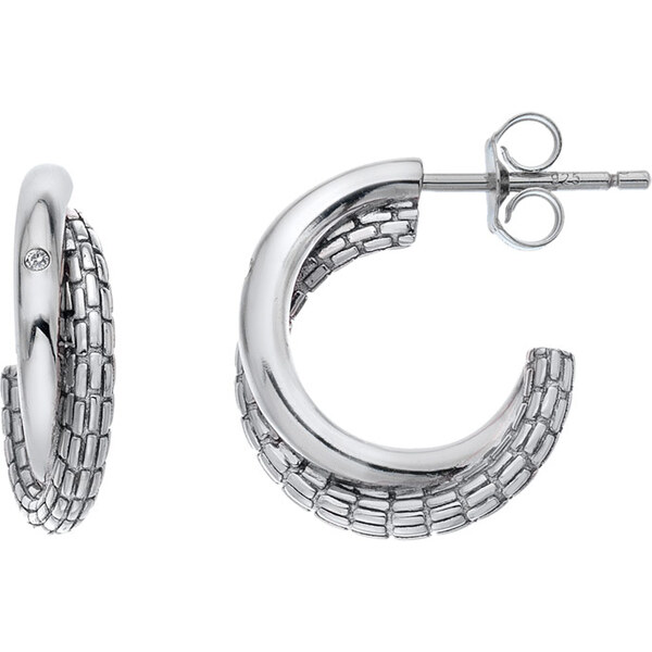 Hot Diamonds Nadčasové strieborné náušnice s diamantmi Woven DE689 66594836