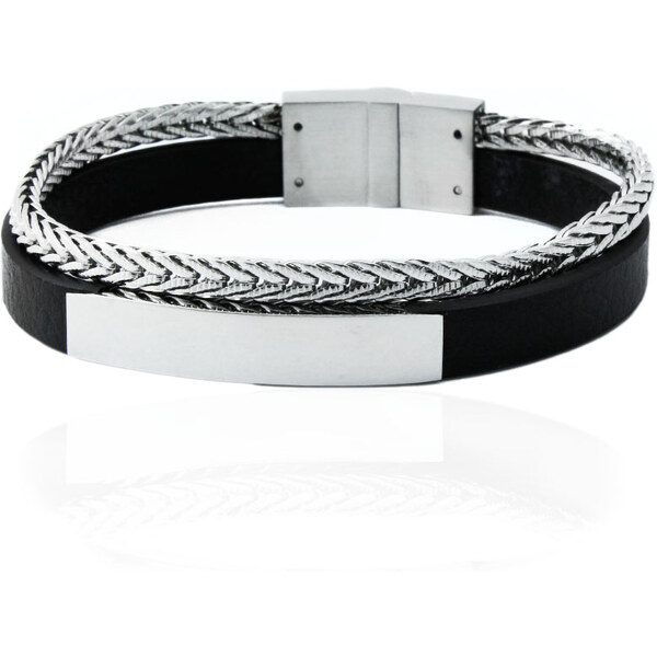 BM Jewellery Pánsky kožený náramok z chirurgickej ocele S11148200 31318891