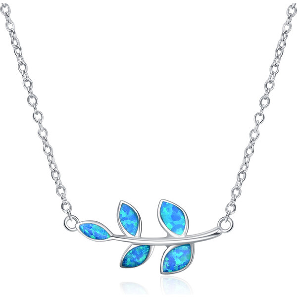 Olivie Strieborný opálový náhrdelník LEAF 5607 29833315