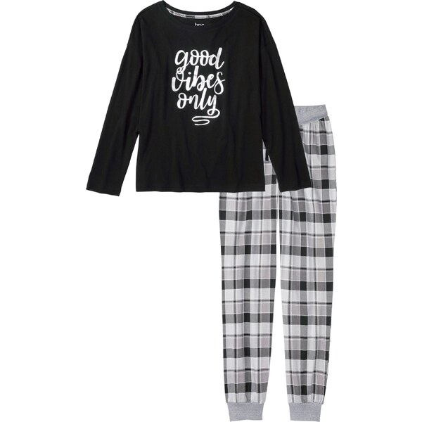 bonprix Pyžamo z čistej bio bavlny, farba čierna 45657383