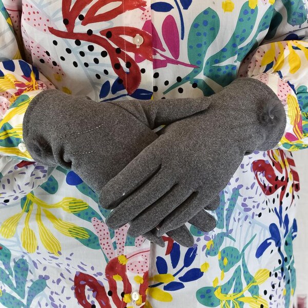 JOHN-C Dámske sivé rukavice NATAŠA 29793348