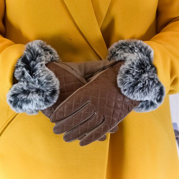 JOHN-C Dámske hnedé rukavice EMMA 29793336