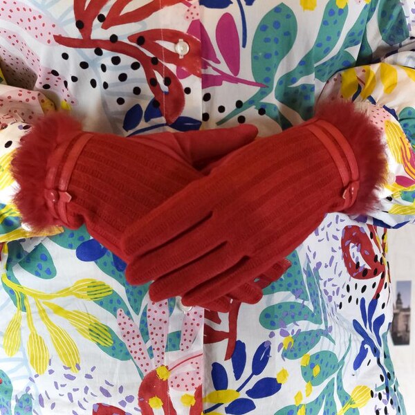 JOHN-C Dámske červené rukavice ZORA 29793341