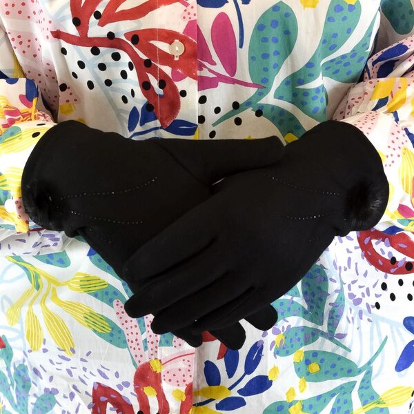 JOHN-C Dámske čierne rukavice NATAŠA 29793351