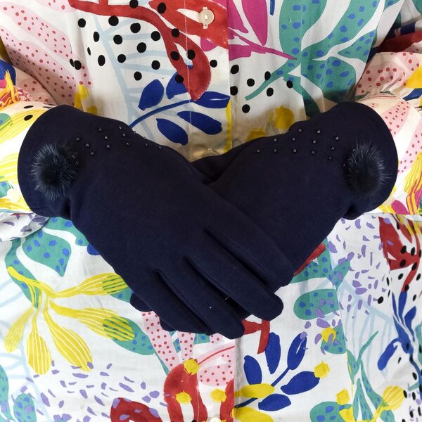 JOHN-C Dámske tmavomodré rukavice TAMI 29793355