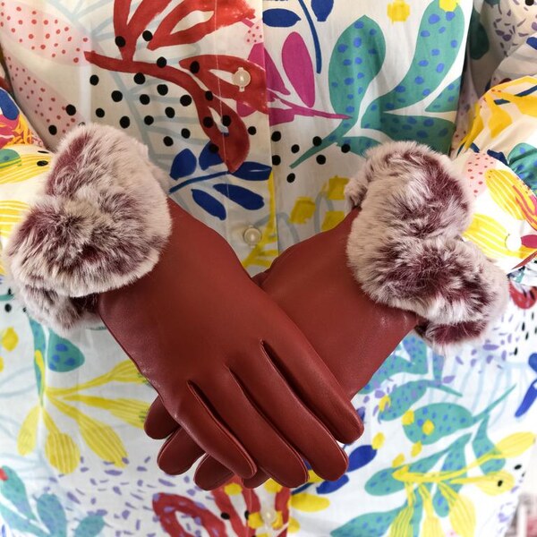 JOHN-C Dámske kožené červené rukavice DIDI 29793386