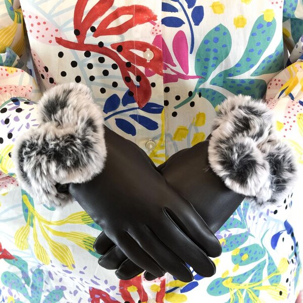 JOHN-C Dámske kožené čierne rukavice DIDI 29793387