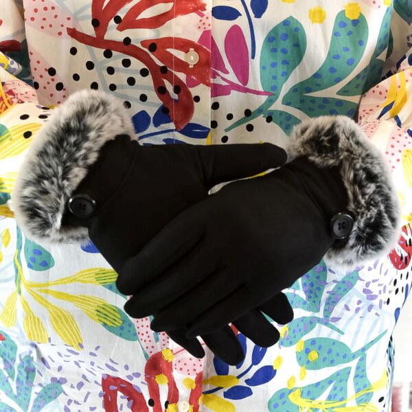 JOHN-C Dámske čierne rukavice MARY 29793394