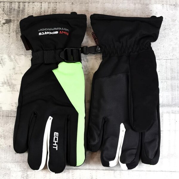 ECHT Pánske čierno-zelené rukavice SKI 64501815