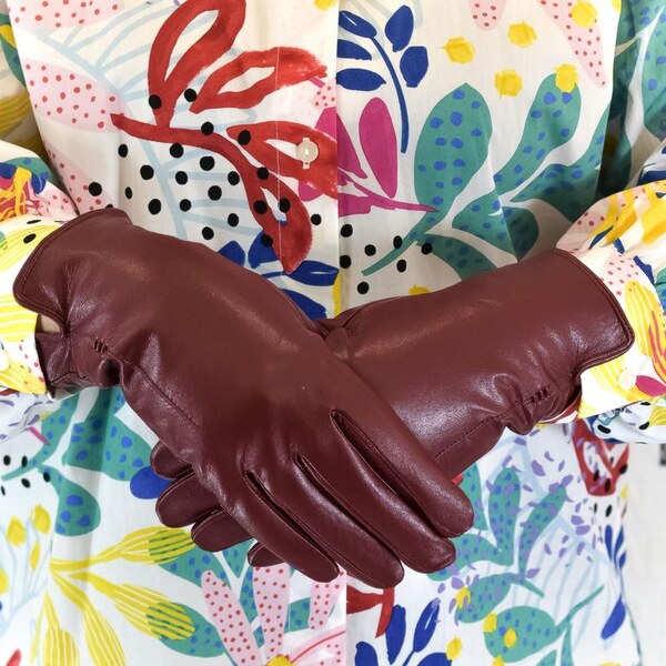 JOHN-C Kožené bordové rukavice 29793442