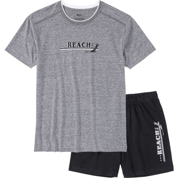 bonprix Krátke pyžamo s mäkkou bavlnou, farba šedá 67075987