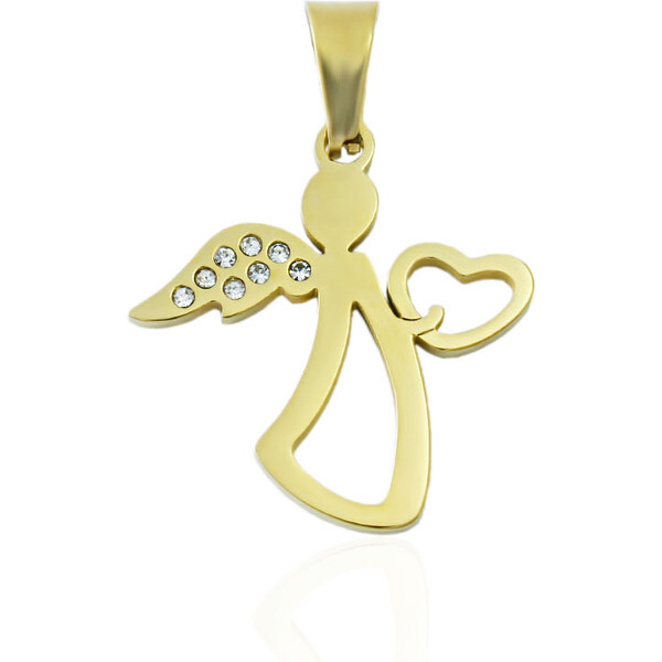 BM Jewellery Dámsky prívesok anjel z chirurgickej ocele so zirkónmi 31319056