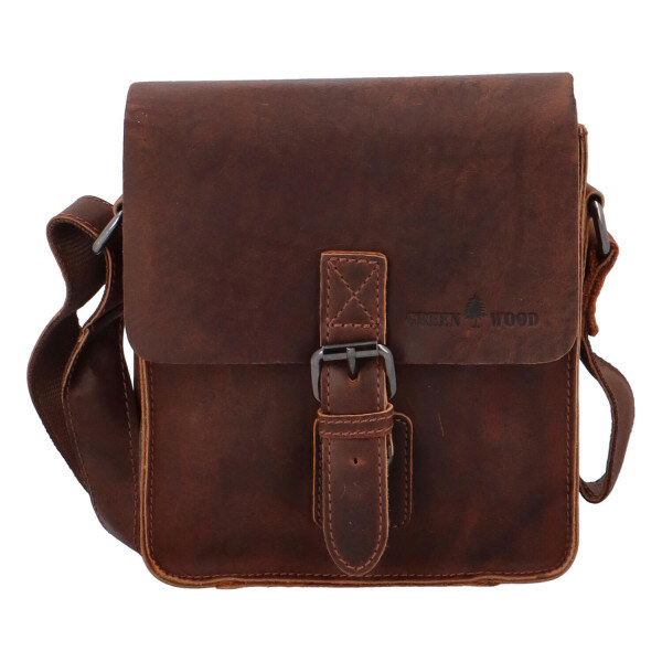 Pánska kožená crossbody taška hnedá - Greenwood Chemis hnedá 64555107