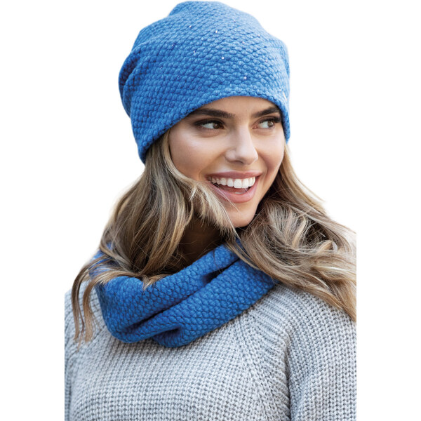 Kamea Nebesky modrý dámsky set čiapka + nákrčník Musca, Farba nebesky 66064874