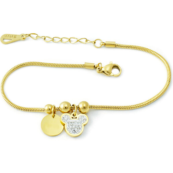 BM Jewellery Dámsky náramok Mickey Mouse zlatý z chirurgickej ocele 31319066