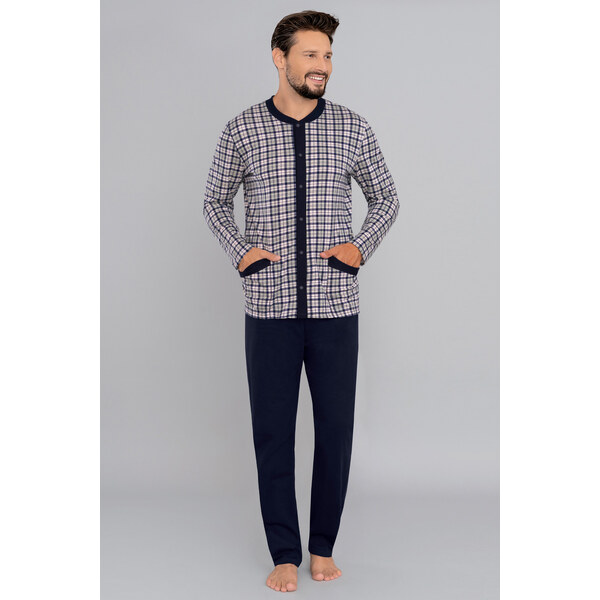 Italian Fashion Pánske bavlnené pyžamo na gombíky Dymitr, Farba 29900588