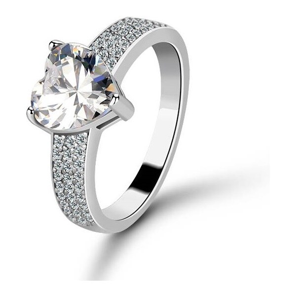 Emporial strieborný rhodiovaný prsteň Trblietavé srdce 41493177