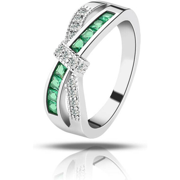 Emporial strieborný rhodiovaný prsteň Zelená mašľa 41493178