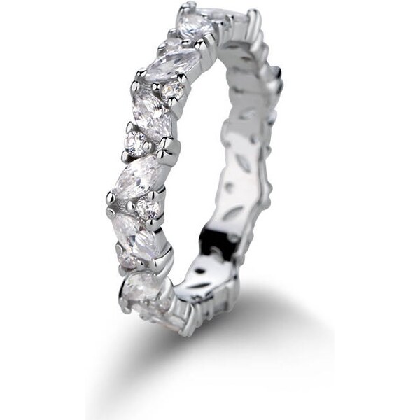 Emporial strieborný rhodiovaný prsteň Trblietavé lístky 41493175