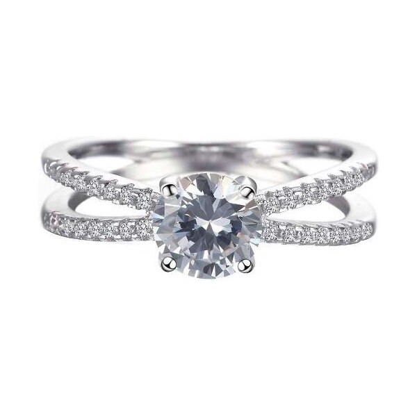 Emporial strieborný rhodiovaný prsteň Trblietavé pásky 41493176