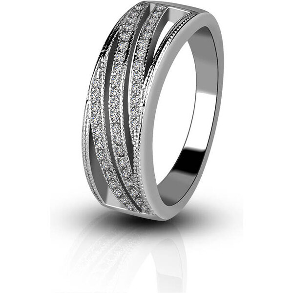 Emporial strieborný rhodiovaný prsteň Trblietavé línie 41501746