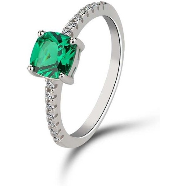 Emporial strieborný rhodiovaný prsteň Smaragdový kameň 41501744