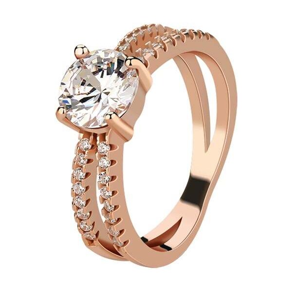 Royal Fashion pozlátený prsteň Trblietavé pásky 14k ružové zlato 41493181