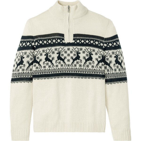 bonprix Pulóver, nórsky, so zipsom na golieri, farba béžová 19127753