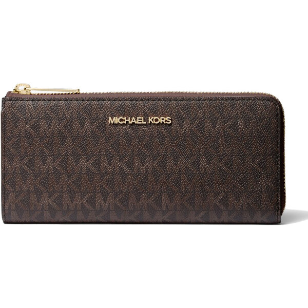 Michael Kors Jet Set Travel Large Logo Quarter-Zip Wallet Brown 30133367
