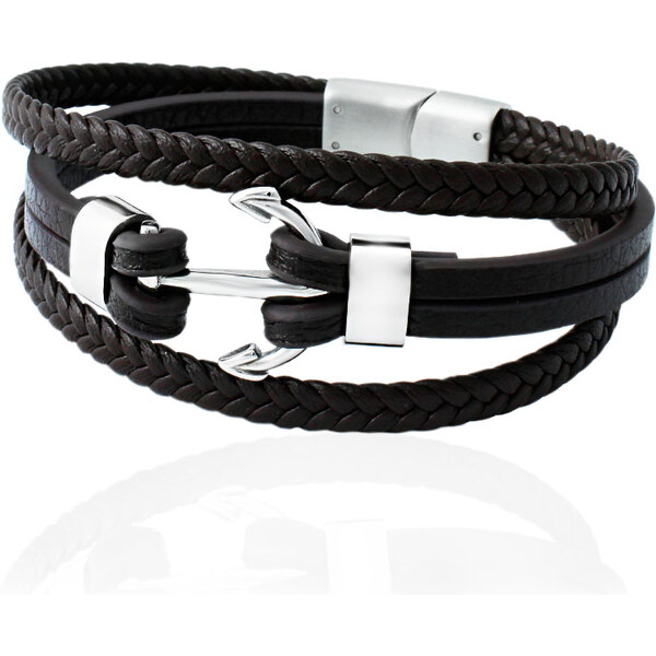 BM Jewellery Pánsky kožený náramok kotva hnedý S11226190 31319082